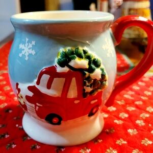 Holiday Mug with Red Truck Design